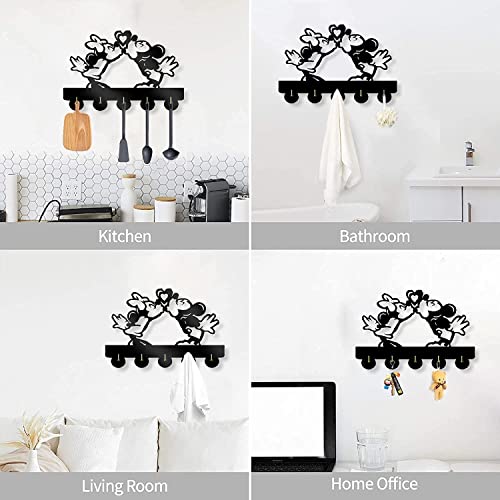 Mickey and Minnie's Love Theme Wall Decor Hooks Customize Household Door Decor Hooks Multi-Function Wall Coat Bags Clothes Hook Keys Holder