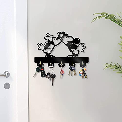 Mickey and Minnie's Love Theme Wall Decor Hooks Customize Household Door Decor Hooks Multi-Function Wall Coat Bags Clothes Hook Keys Holder