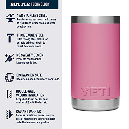 YETI Rambler Jr. 12 oz Kids Bottle, with Straw Cap, Harbor Pink