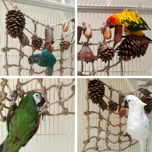 Tfwadmx Bird Climbing Rope Net Parrot Perch Climbing Rope Ladder Parakeet Cage Hanging Toys for Small Animal Hamster Rat Ferret Conures Lovebirds Canaries Finches