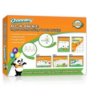 channie’s all-in-one visual handwriting & math workbook set for pre-kindergarten - 1st grade elementary school students (5 pack)
