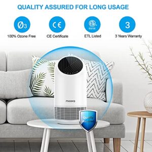 MOOKA Air Purifiers for Home Large Room 880ft², H13 HEPA Air Purifiers for Pets Smokers Remove 99.97% Allergies Pollen Dust Smoke, Air Cleaner for Bedroom Office Kitchen Living Room, White