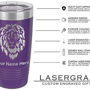 LaserGram 20oz Vacuum Insulated Tumbler Mug, Horse and Cowgirl, Personalized Engraving Included (Dark Purple)