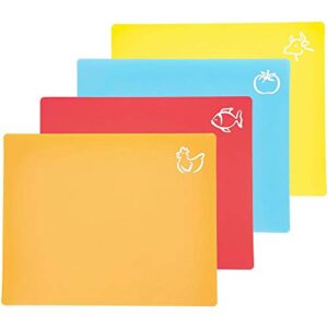 multicolored cutting boards, set of 4 - southern homewares - durable flexible plastic kitchen food prep mats