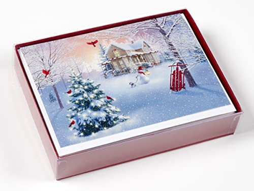 Box Home for Christmas Christmas Cards - 15 Cards / 16 Foil Envelopes