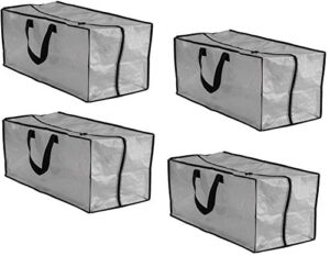 earthwise clear storage bags heavy duty extra large transparent moving totes w/zipper closure reusable backpack carrying handles - compatible with ikea frakta hand carts (4 pack) (29 x 13.5 x 12)
