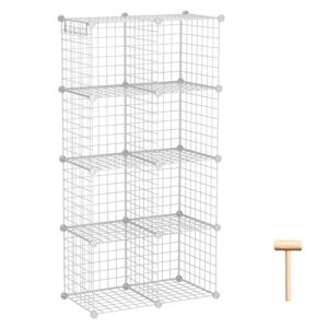 c&ahome wire cube storage, 8-cube organizer metal c grids storage, storage bins shelving, modular shelves, diy closet cabinet ideal for living room, home, office 24.8" l x 12.4" w x 48.4" h white