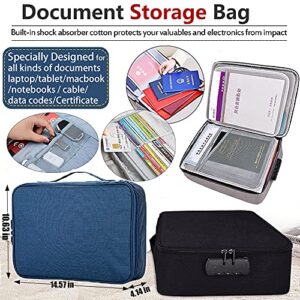 Oxford Document Organizer with Code Lock, Multi-Layer Storage Pouch Credential Bag, Portable Bag Without Vibration for MacBook,Passport,Package File Pocket with 2 Separators (Grey)