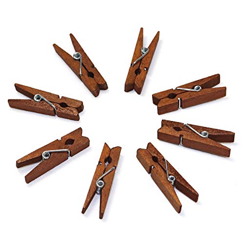 Millennial Essentials Mini Natural Wooden Clothespins, 60pcs, 1.4 Inch Photo Paper Peg Pin Craft Clips for Scrapbooking, Arts & Crafts, Hanging Photos (60pc Rustic Brown)