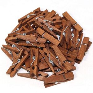 Millennial Essentials Mini Natural Wooden Clothespins, 60pcs, 1.4 Inch Photo Paper Peg Pin Craft Clips for Scrapbooking, Arts & Crafts, Hanging Photos (60pc Rustic Brown)