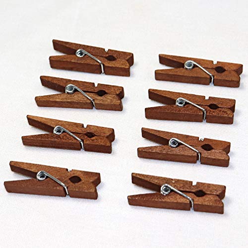 Millennial Essentials Mini Natural Wooden Clothespins, 60pcs, 1.4 Inch Photo Paper Peg Pin Craft Clips for Scrapbooking, Arts & Crafts, Hanging Photos (60pc Rustic Brown)