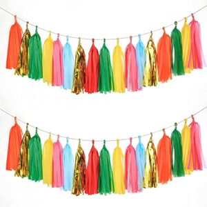 autupy 35 pcs taco bout a party tassel garland tissue paper tassels banner diy kit baby shower party taco tuesday fiesta party bachelorette llama party decorations