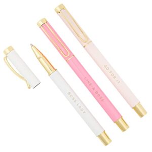 sweet water decor metal boss lady pen set inspirational motivational quotes ballpoint pen chic office decor gifts for women desk supplies accessories gold cute pen sets school girly cubicle bosses