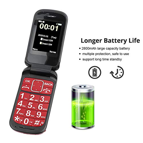 Tosuny Cell Phone for Seniors,Easy to use, Full VoiceAssistance Flip Phone 2.4 inch Touch Screen Support Dual SIM Card and 2800mAh Large Capacity Battery and High Light Flashlight(US Plug)