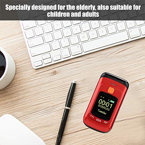 Tosuny Cell Phone for Seniors,Easy to use, Full VoiceAssistance Flip Phone 2.4 inch Touch Screen Support Dual SIM Card and 2800mAh Large Capacity Battery and High Light Flashlight(US Plug)