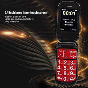 Tosuny Cell Phone for Seniors,Easy to use, Full VoiceAssistance Flip Phone 2.4 inch Touch Screen Support Dual SIM Card and 2800mAh Large Capacity Battery and High Light Flashlight(US Plug)