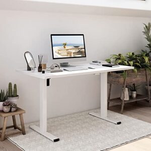 FLEXISPOT EN1 Electric White Stand Up Desk 48 x 30 Inches Whole-Piece Desktop Ergonomic Memory Controller Adjustable Height Standing Desk (White Frame + 48" White Desktop, 2 Packages)