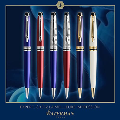 Waterman Expert Ballpoint Pen, Dark Red with Chrome Trim, Medium Point with Blue Refill, Gift Box