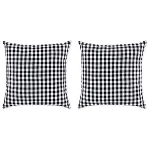 dii gingham check collection pillow cover set, black, 20x20