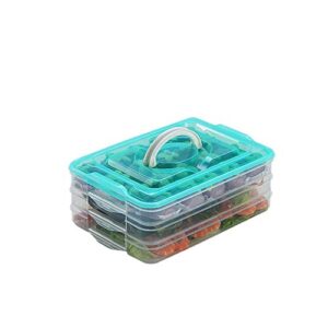 tian chen refrigerator organizer bin, plastic food storage containers with lid, 3-layer, bpa free, stackable food organizer keeper for snack, vegetables, meat, fish, bacon(green)