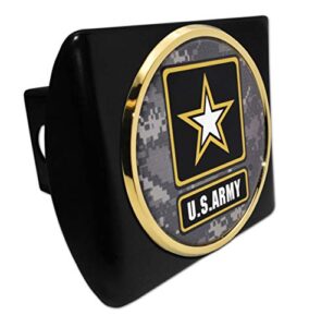 u.s. army camouflage gold star black metal hitch cover
