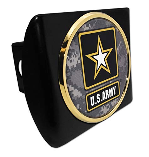 U.S. Army Camouflage Gold Star Black Metal Hitch Cover