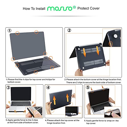 MOSISO Compatible with MacBook Air 13 inch Case 2022 2021 2020 2019 2018 Release A2337 M1 A2179 A1932 Retina Display, Plastic Hard Shell Case&Bag&Keyboard Skin&Webcam Cover&Screen Protector,Clear&Gray