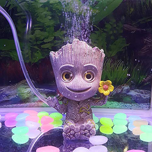 SLOCME Aquarium Groot Air Bubbler Decorations - Oxygen Pump Resin Crafts for Aquarium Fish Tank Decorations,with Air Bubbler Stone for Aquarium