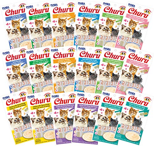 INABA Churu Lickable Purée Natural Cat Treats (All 9 Flavors Variety Pack, 72 Tubes)