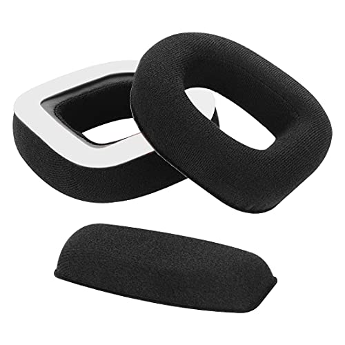 Geekria Earpad + Headband Compatible with Astro A10 Headphone Replacement Ear Pad + Headband Pad/Ear Cushion + Headband Cushion Repair Parts Suit (Black)