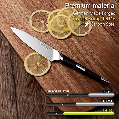 linoroso Paring Knife Fruit Knife Ultra Sharp Small Kitchen Knife- 4.5 inch Precision Forged German High-Carbon Stainless Steel Peeling Knife with Exquisite In-Drawer Knife Block - MAKO Series