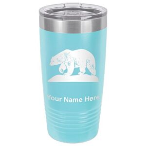 lasergram 20oz vacuum insulated tumbler mug, polar bear, personalized engraving included (light blue)