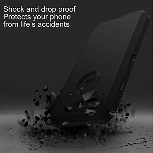 MXX iPhone 8 Plus Heavy Duty Protective Case with Screen Protector [3 Layers] Rugged Rubber Shockproof Protection Cover for Apple iPhone 7 Plus - iPhone 8 Plus/Apple Phone 8+ (Black)