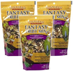 sunseed 3 pack of fantasy fruit mix treat for cockatiels and lovebirds, 11 ounces per pack