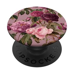 floral vintage pattern with cute pink purple botanical rose popsockets swappable popgrip