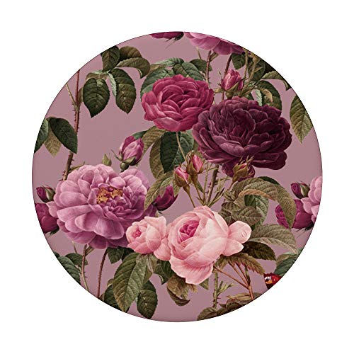 Floral Vintage Pattern with cute pink purple Botanical rose PopSockets Swappable PopGrip