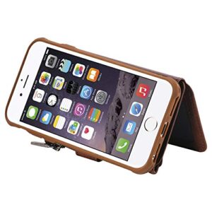 Leather Case for iPhone 7 iPhone 8,Fashion 4.7inch Kickstand Magnetic Buckle Zipper Coin Pocket Coffee 8Card Slot (ID Card,Credit Card),Accurate Cutouts Photo Frame Cash Slot Gift Girls Boys Unisex