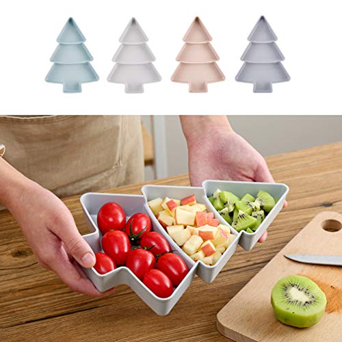 UPKOCH Serving Trays Christmas Tree Shape Fruit Plate for Party Household Plastic Nuts Snacks Plates Candy Dishes (Light Blue)