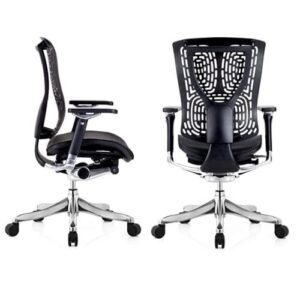 GM Seating Ergobilt High-Back Ergonomic Office Chair - Large Mesh Chair with Lumbar Support & Adjustable Armrest - Swivel Computer Desk Chair with Height Adjustable backrest - Aluminum Base – Black