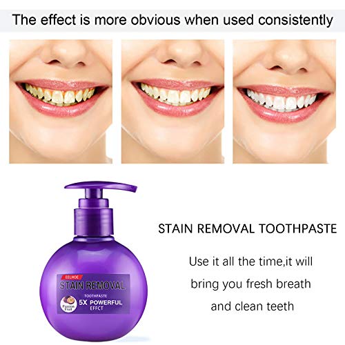 FREEORR 2Pcs Intensive Stain Removal Gel Toothpaste, Purple Toothpaste for Teeth, Fresh Breath Oral Care, More Hygienic and Durable Pump Design Toothpaste