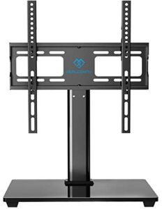 perlesmith swivel universal tv stand/base - table top tv stand for 32-60 inch lcd led tvs - height adjustable tv mount stand with tempered glass base, vesa 400x400mm, holds up to 88lbs pstvs09