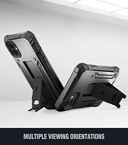 Poetic iPhone 11 Rugged Case with Kickstand, Full-Body Dual-Layer Shockproof Protective Cover, Built-in-Screen Protector, Revolution Series, for Apple iPhone 11 (2019) 6.1 Inch, Black