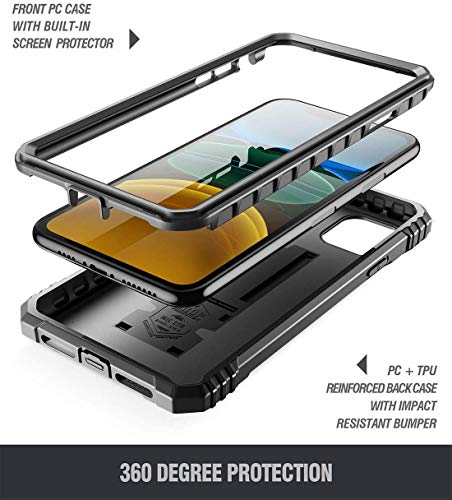 Poetic iPhone 11 Rugged Case with Kickstand, Full-Body Dual-Layer Shockproof Protective Cover, Built-in-Screen Protector, Revolution Series, for Apple iPhone 11 (2019) 6.1 Inch, Black