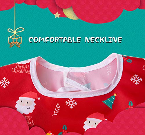 Little Dimsum Full Sleeved Feeding Bib 2 Pack,Baby & Toddler Waterproof Bib Apron,Food Protection Large Pocket Eating Smock 6-48 Months