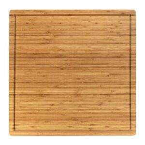 bamboomn bamboo burner cover cutting board, 3-ply, large, square - grooved/flat (20"x20"x0.75")