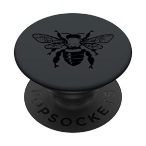 black bee honeybee on dark gray popsockets swappable popgrip