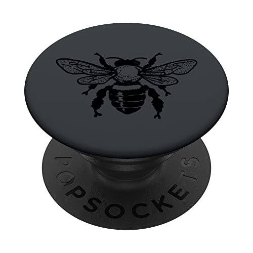 Black Bee Honeybee On Dark Gray PopSockets Swappable PopGrip