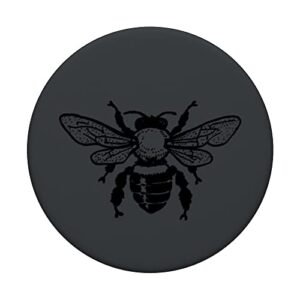 Black Bee Honeybee On Dark Gray PopSockets Swappable PopGrip