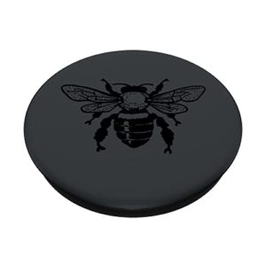 Black Bee Honeybee On Dark Gray PopSockets Swappable PopGrip