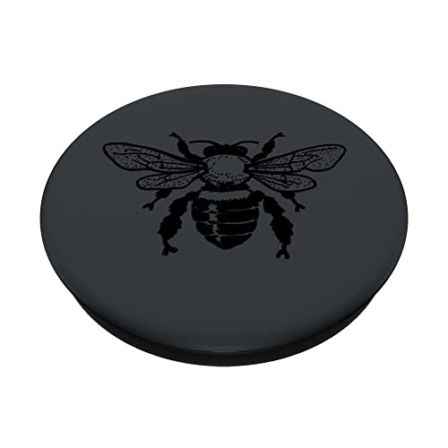 Black Bee Honeybee On Dark Gray PopSockets Swappable PopGrip